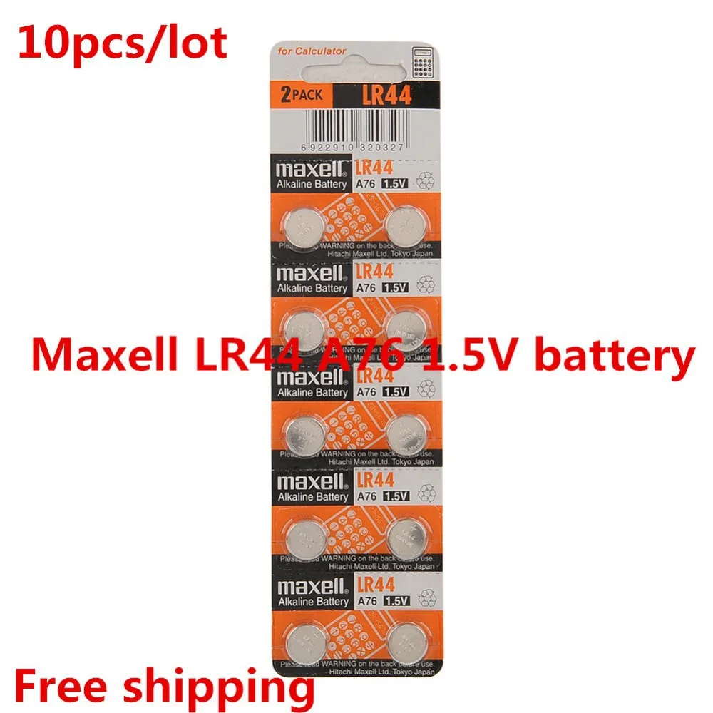 10 шт./лот Maxell LR44 A76 AG13 SR1154 357 LR 44 1.5 В для смотреть Батареи монеты кнопку 100% Original