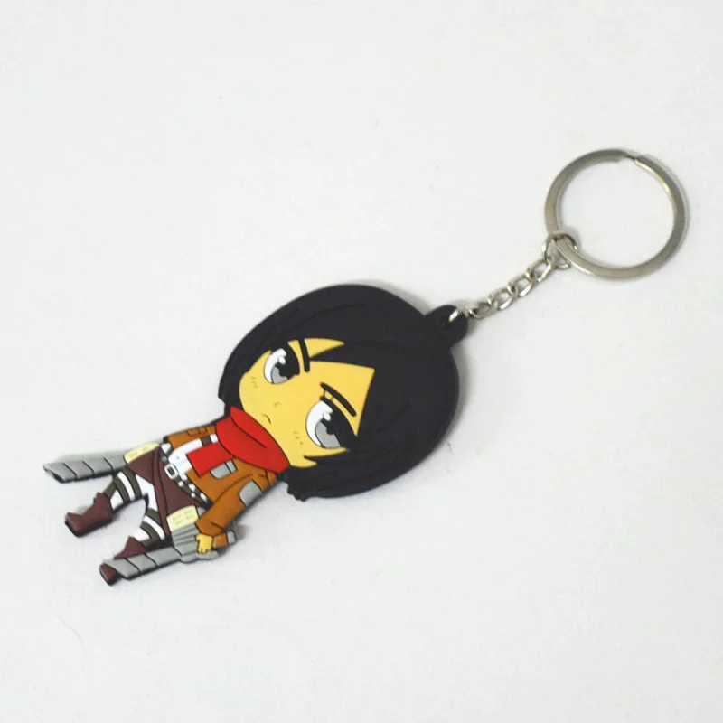 4 шт./компл. силиконовый брелок для ключей Levi Ackerman Eren Jaeger Armin Arlart Mikasa Прямая