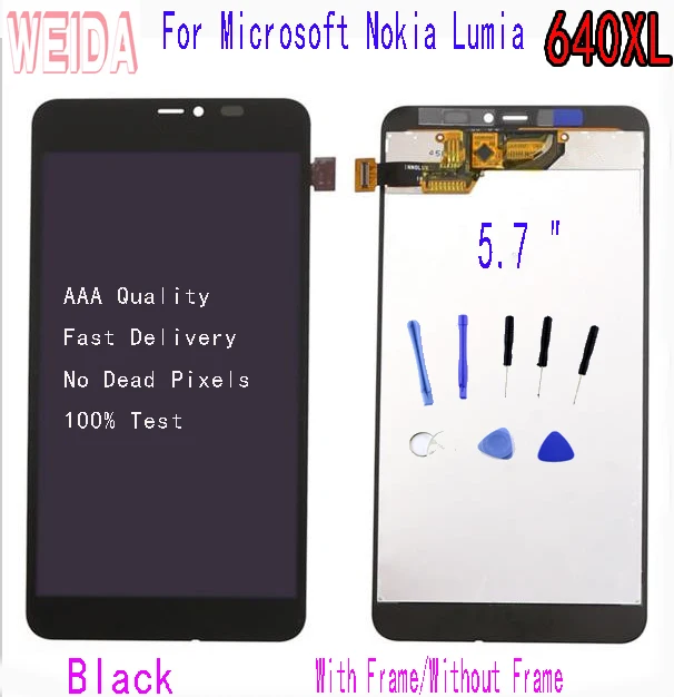 

WEIDA 5.7 " For Microsoft Nokia Lumia 640XL LCD Display Digitizer Touch Panel Screen Assembly with Frame with Tool 640xl lcd