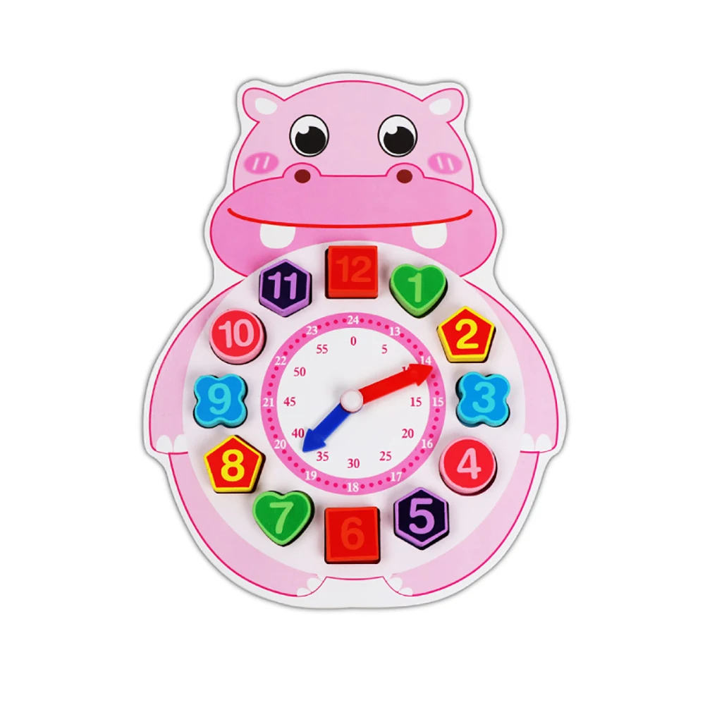 Деревянные бусины со шнуровкой часы с животными числовыми блоками обучающая