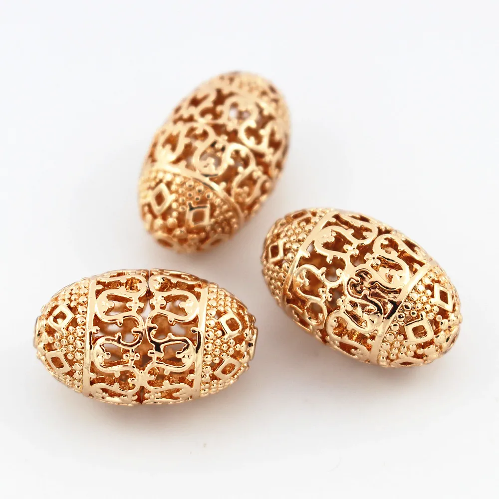 Metal Spacer Beads Oval Drum Egg Shape Hollow Flower Pattern Hole Size 2mm Charm DIY for African Men Women Jewelry Making | Украшения и