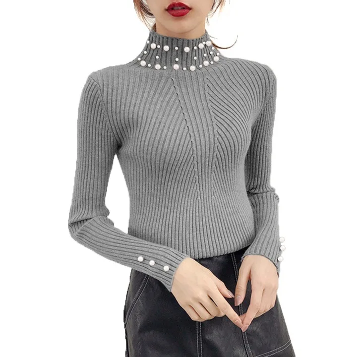 

Office Lady Knitted Woollen Elegance Women's Sweater with Decorate