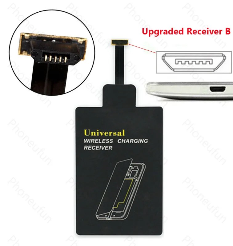 Upgraded Receiver B Обновленная Беспроводная зарядная панель Qi или с микро-usb зарядным приемником для Xiaomi Redmi 5 Plus 5A 6 Pro 6A Note 4 5 4x для P8 lite - Тип штекера: Upgraded Receiver B