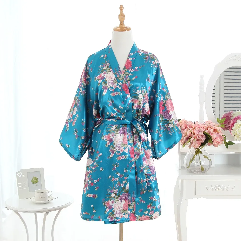 Женский халат кимоно Cherry robe голубой для сна домашний подружки невесты|Халаты| |