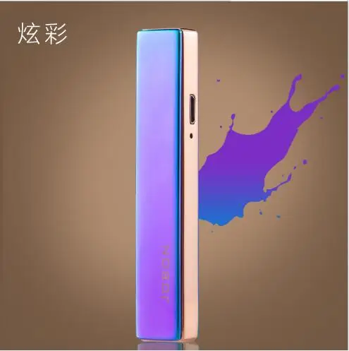 Jobon USB зарядка Зажигалка Ветрозащитная ультратонкая металлическая индивидуальная электронная сигарета Вольфрамовая зажигалка подарок для мужчин и женщин - Цвет: Violet