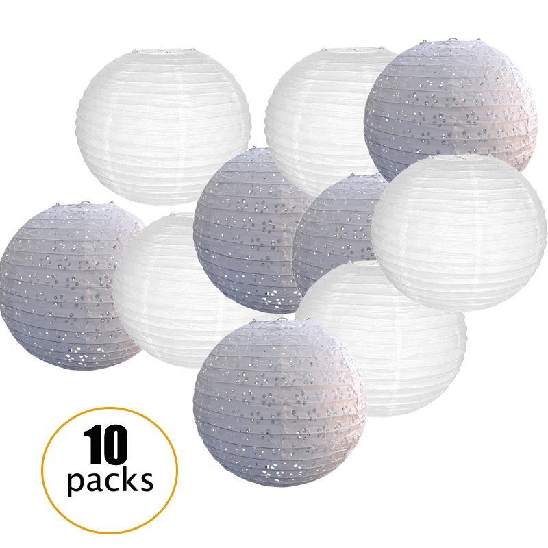 Фотообои с белыми люверсами пустотелые Китайские бумажные фонарики разных