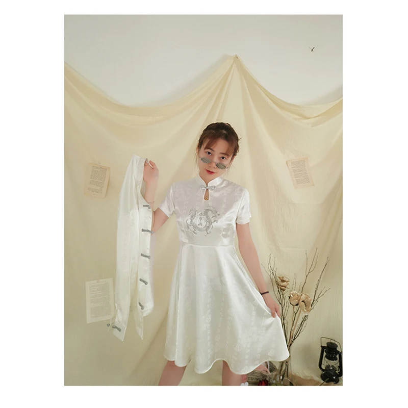 Современное китайское платье атласное традиционное Cheongsam сексуальное Qipao платье с длинным рукавом Топ китайский стиль мужские китайские Qipao платья