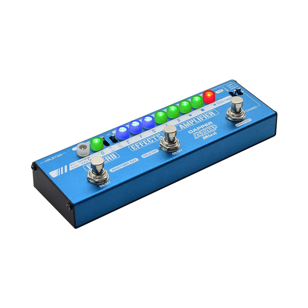 Valeton Dapper Amp Мини-педаль с тюнером, усилителем, эффектами, реверберации модуль, плюс 9 В DC 1 Ампер Источник питания MES-6