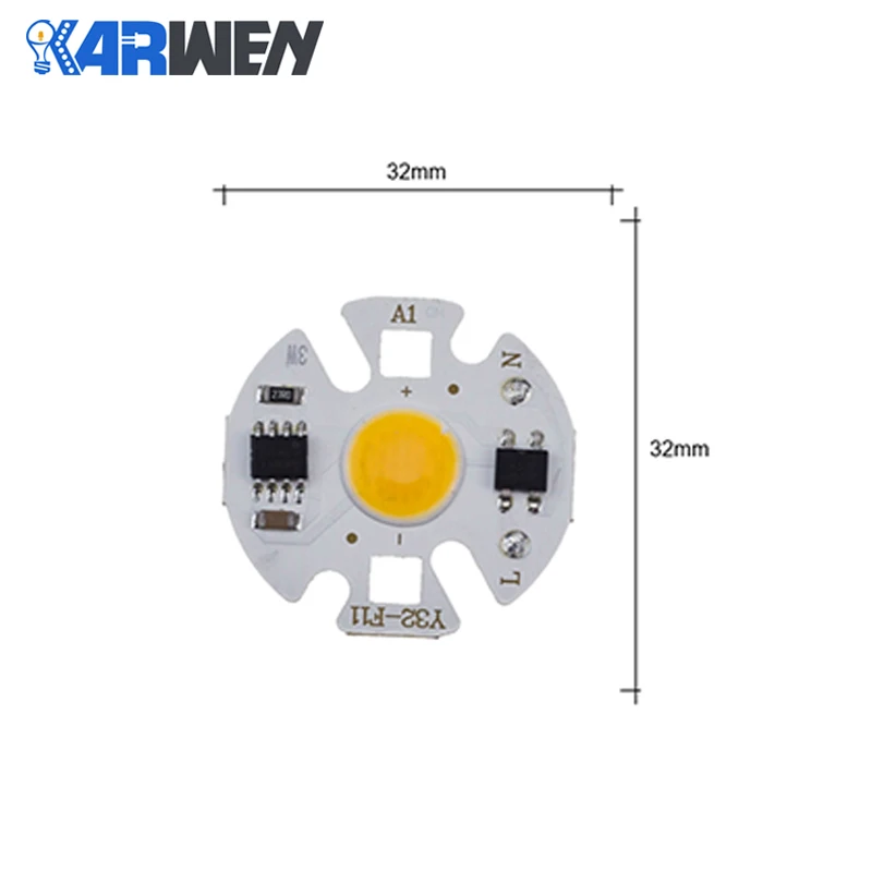 10 шт. светодиодный чип лампочка KARWEN COB Y32 3 Вт 5 7 9 реальная мощность на входе IP65