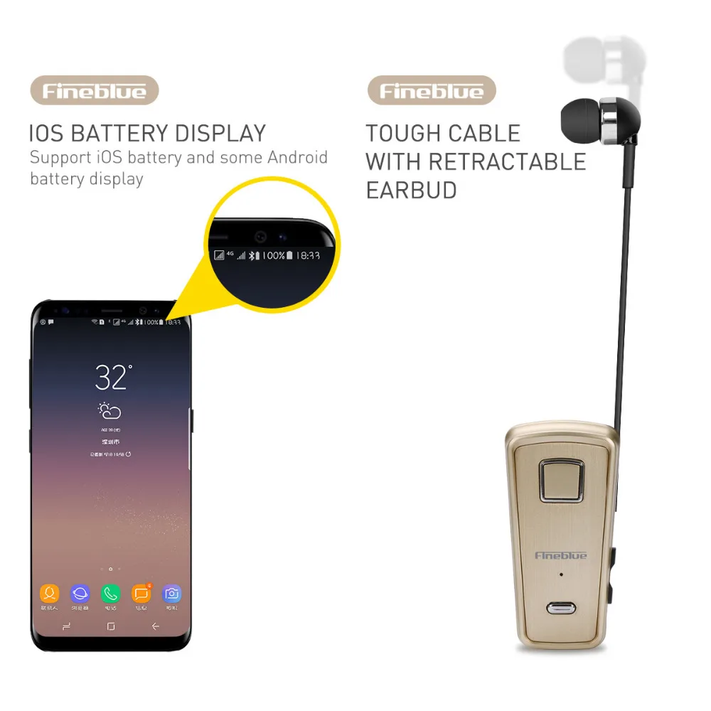 Новинка Fineblue F980 Беспроводная бизнес bluetooth-гарнитура с микрофоном, гарнитура Smart one drag two для смартфона iPhone Xiaomi