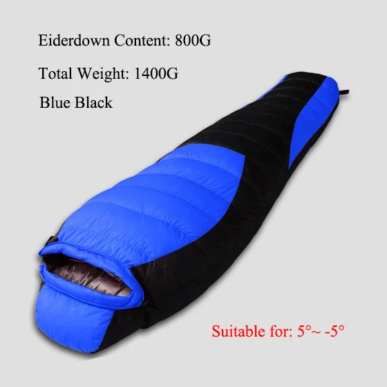 Blue Filling 800G WEST BIKING, сверхлегкий спальный мешок для мамы, зимний, осенний, удлиненный, утолщенный, для кемпинга, с белым утиным пухом, одиночный спальный мешок - Цвет: Blue Filling 800G