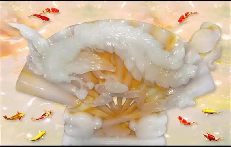 Пользовательские 3d фото обои для гостиной Фреска веер Феникс нефрит резьба