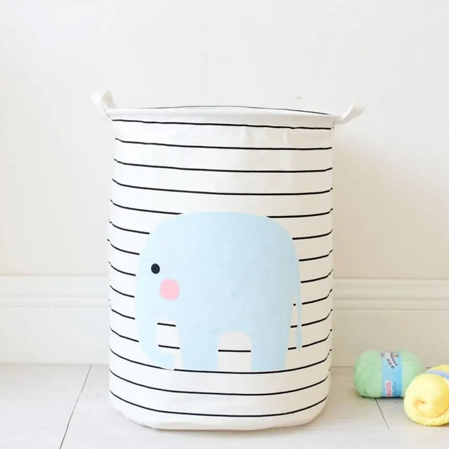 Lazeny Laundry Basket With Elephant Pattern - Large Toy Storage Organizer, Thickened Cotton With Handles (Elephant) - View #6