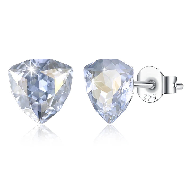 Серьги-гвоздики LEKANI с кристаллами Swarovski 925 геометрические серьги-гвоздики с кристаллами семи цветов женские ювелирные изделия из бутика с ромбовидным узором - Цвет камня: SVE295-C