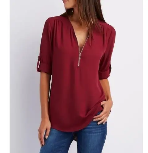 style28 Женские Большие размеры 4XL 5XL Свободные повседневные шифоновые блузки женские Летние черные однотонные Элегантные Топы Рубашки Блузы - Цвет: style28