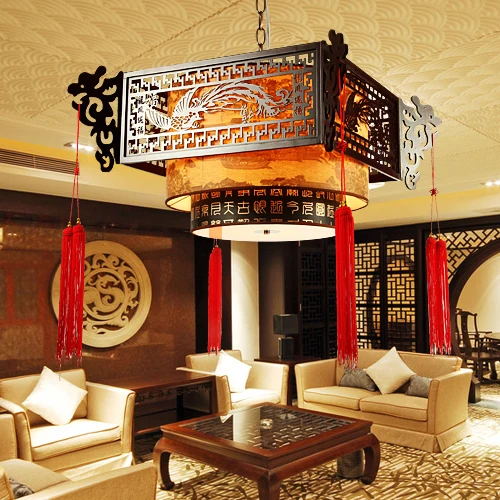 Китайский стиль деревянные подвесные светильники для гостиной искусственные