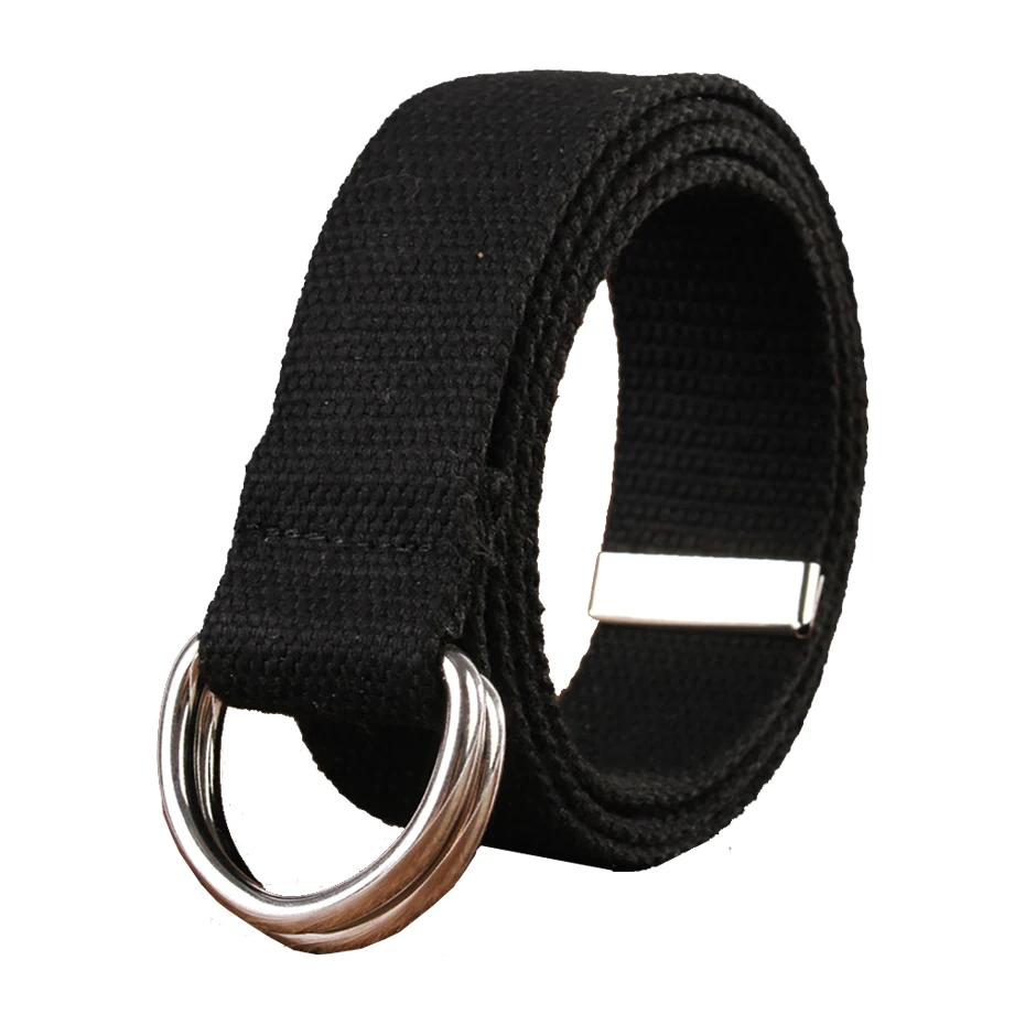 Unisex Canvas Belt Casual Belt Double Ring Buckle Belt Man Fashion Women's Casual Cowboy Belts Polychromatic 18 Colors