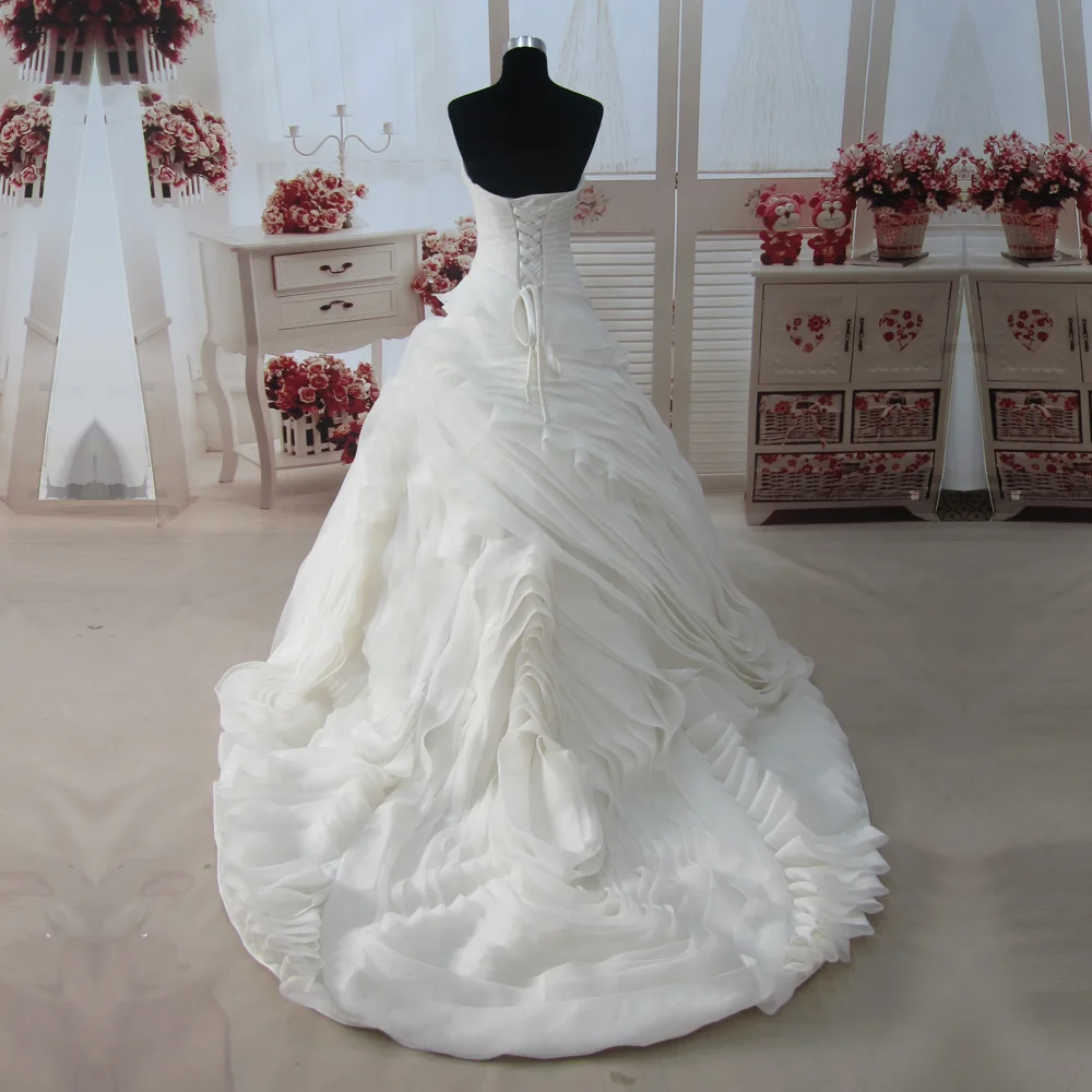 SL-3508 реальные фотографии Свадебное платье принцессы с каскадными рюшами