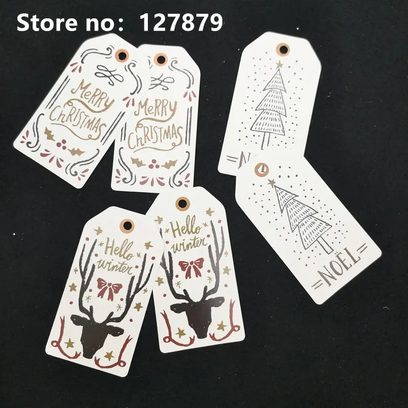 50 шт. Веселые бирки для рождественских подарков белая бумажная бирка с хлопковая