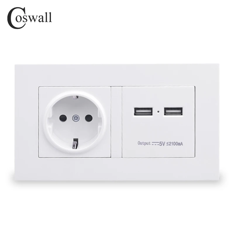 COSWALL 146 тип розетки 16A Корея Стандартный Мощность Outlet Dual USB Smart Зарядное устройство