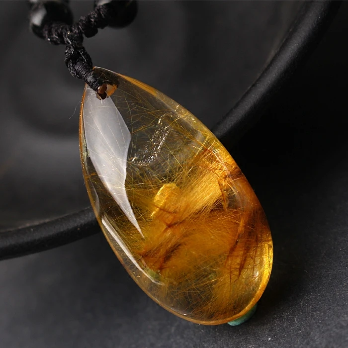 Подлинное натуральное золото Rutilated Кварцевый Кристалл Кулон|pendant gold|pendant crystalpendant