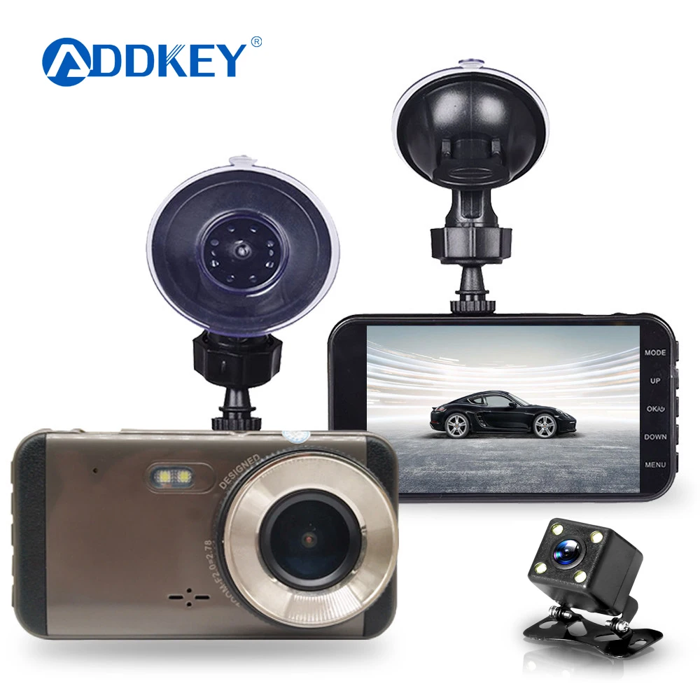 Новый Автомобильный видеорегистратор ADDKEY с двумя объективами IPS 4 0 &quotFull HD 1080 P