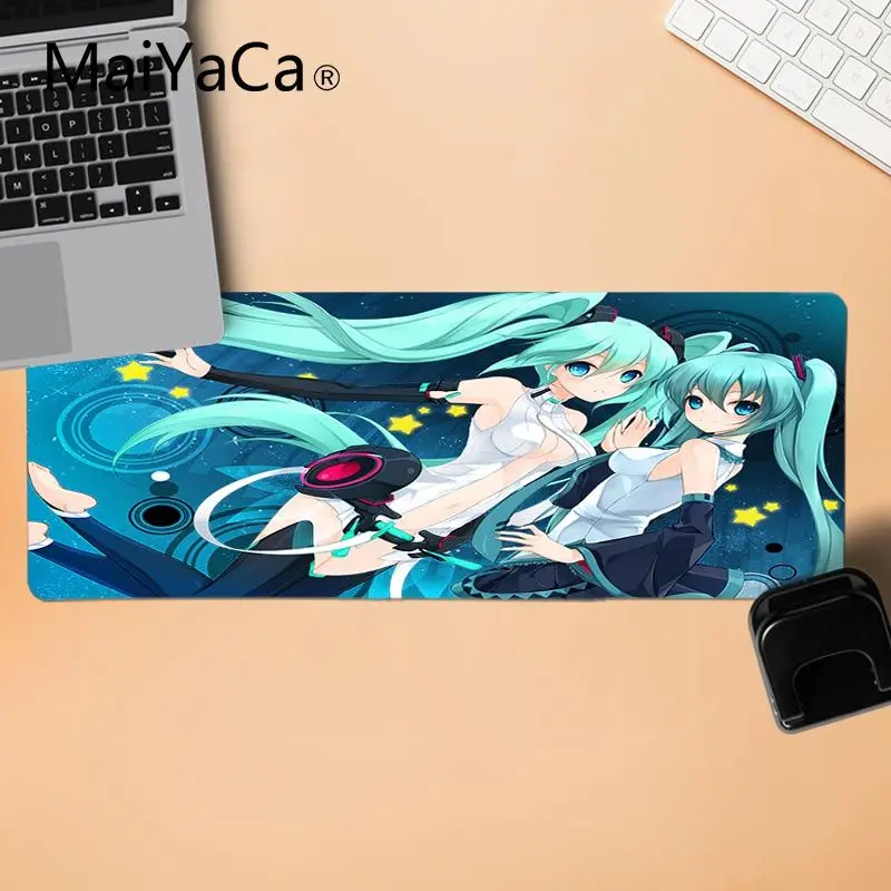 LockEdge 30X90cm MaiYaCa Красивая Аниме Хацунэ Мику Вокалоид уникальная настольная панель игра резиновый коврик для компьютерной мыши мышь прочный коврик для мыши на стол - Цвет: LockEdge 30X90cm