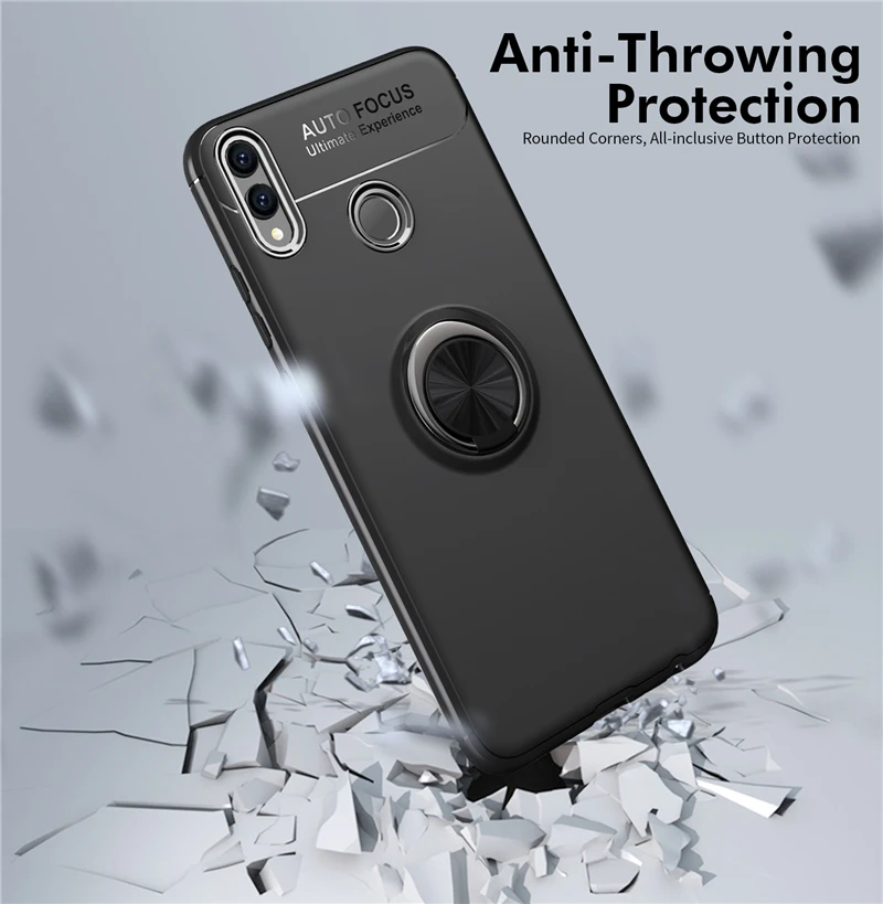 MAKAVO для huawei Honor 8X чехол Вращающийся палец кольцо держатель Матовая Мягкая силиконовая задняя крышка для Honor 8X чехол для телефона кожа