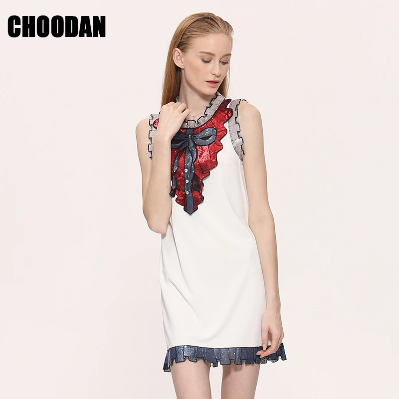 Женские вечерние платья с блестками летние кружевные без рукавов белые/черные