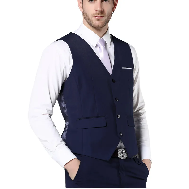 Новинка 2017 облегающие мужские костюмы MOGU костюм тройка темно синего цвета