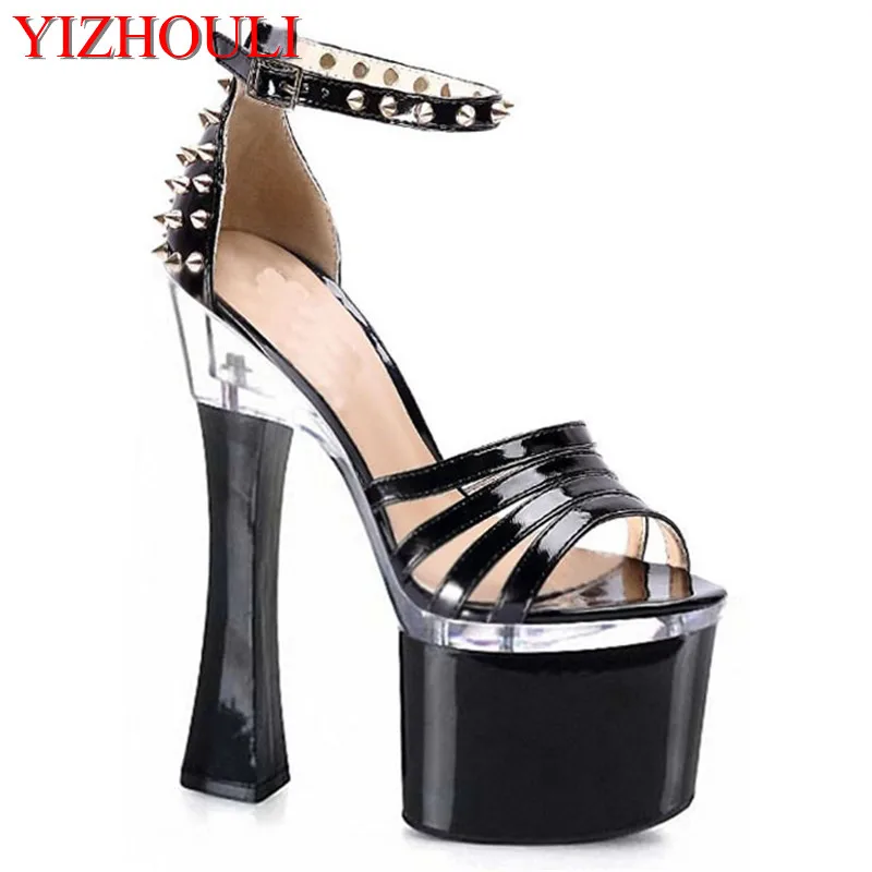 17-18cm high heels Party with hollow rivets bag with sandals nightclub shoe selling new selling women's Dance Shoes