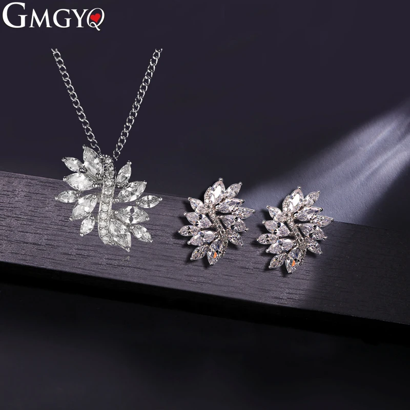 GMGYQ изысканные ювелирные изделия Ледяной цветок модные серьги ожерелье из