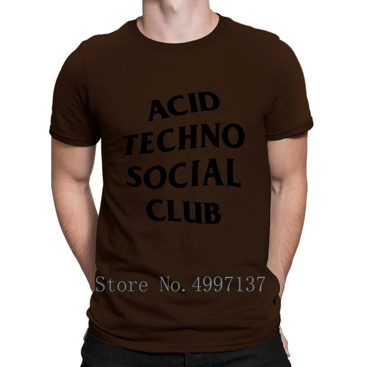 Acid Techno Social Club T Shirt Fitness Spring Short Sleeve S-Xxxl New Style Leisure Printing Letter Shirt - Цвет: coffee