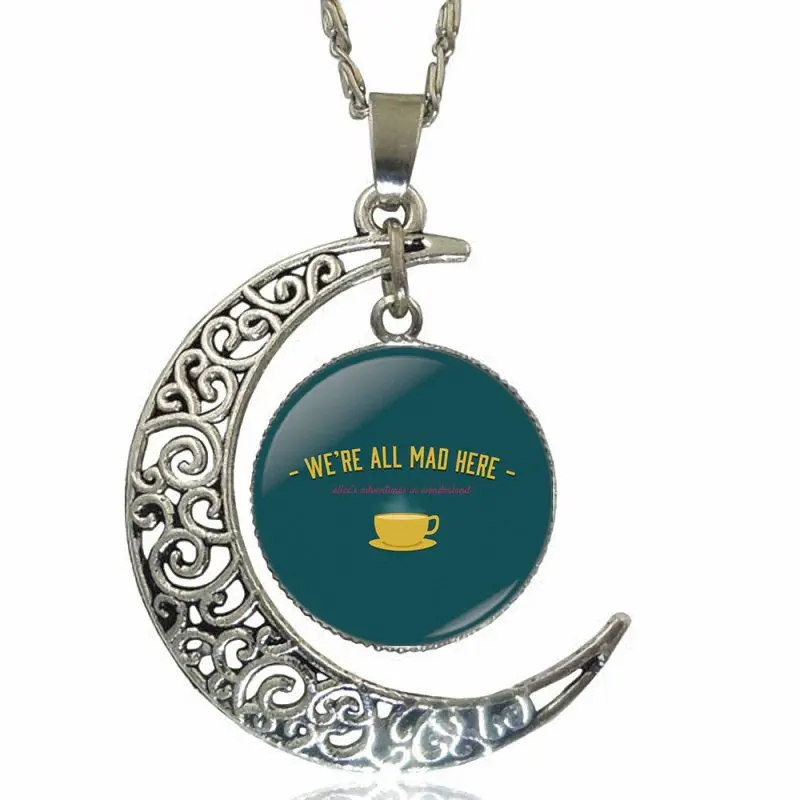 Женское ожерелье с подвеской в виде полумесяца Чеширским котом | Украшения и