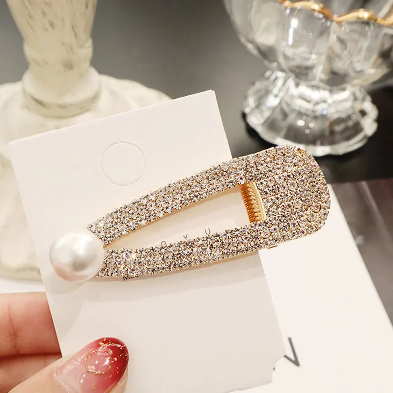 BlingBling металлические стразы аксессуары для волос для женщин геометрический золотистый заколки для волос для девочек жемчужные Заколки Для Волос - Цвет: 13
