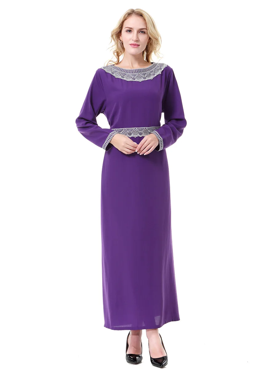 Мусульманский Кафтан Макси Черное длинное платье с длинным рукавом Марокканская