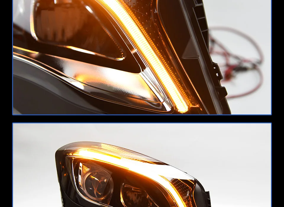 Стайлинга автомобилей налобный фонарь для Benz GLA 200 220 260 фары все светодиодный фар дневного света DRL Bi-светодиодный объектив