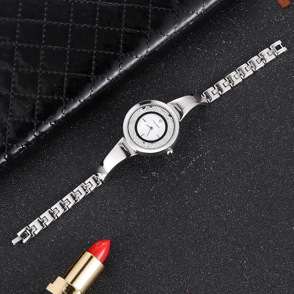 Cagarny Luxury Brand Women's Watches Crystal Rose Gold Steel Bracelet Bangle Fashion Ladies Wristwatches Quartz Watch For Women