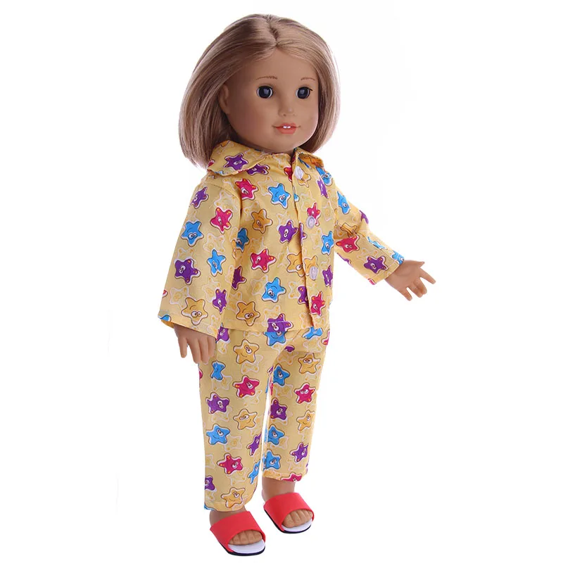 Luckdoll новая милая Пижама с желтым принтом в виде звезд Одежда для куклы подходит