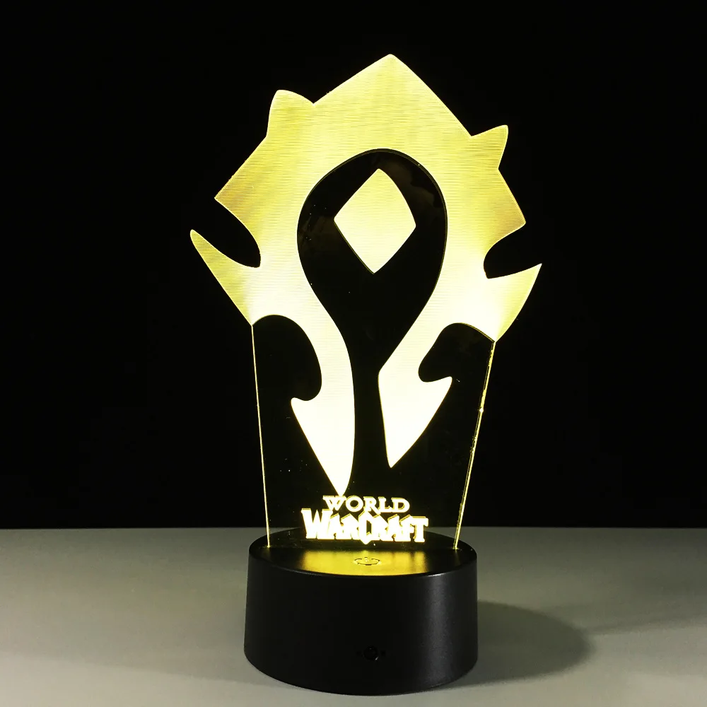 3D Иллюзия WOW World of Warcraft LED Настольная лампа светильник 7 Цвет ночной Светильник