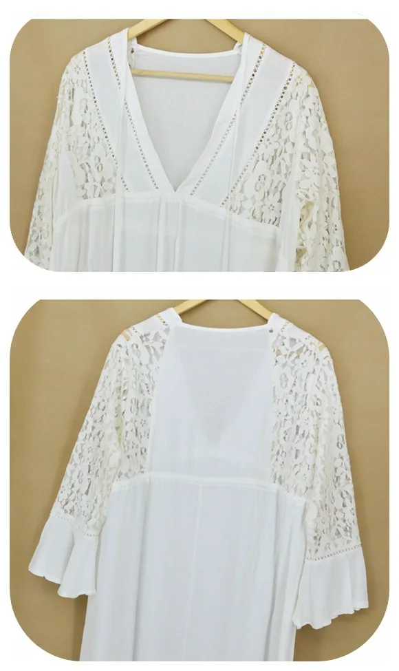 Женское длинное платье fitshining белое кружевное с рукавами фонариками и