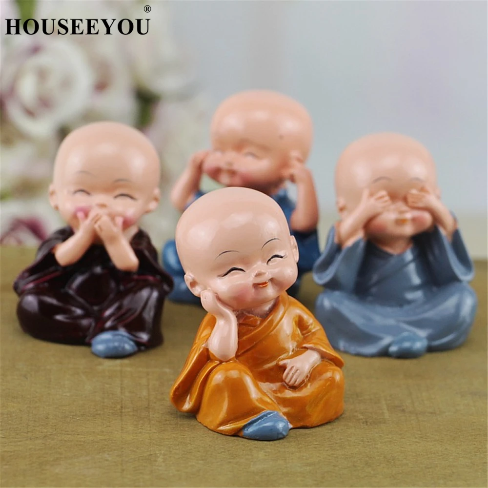 4 шт./лот подарочные скульптуры из смолы милые маленькие монухи статуи Будды