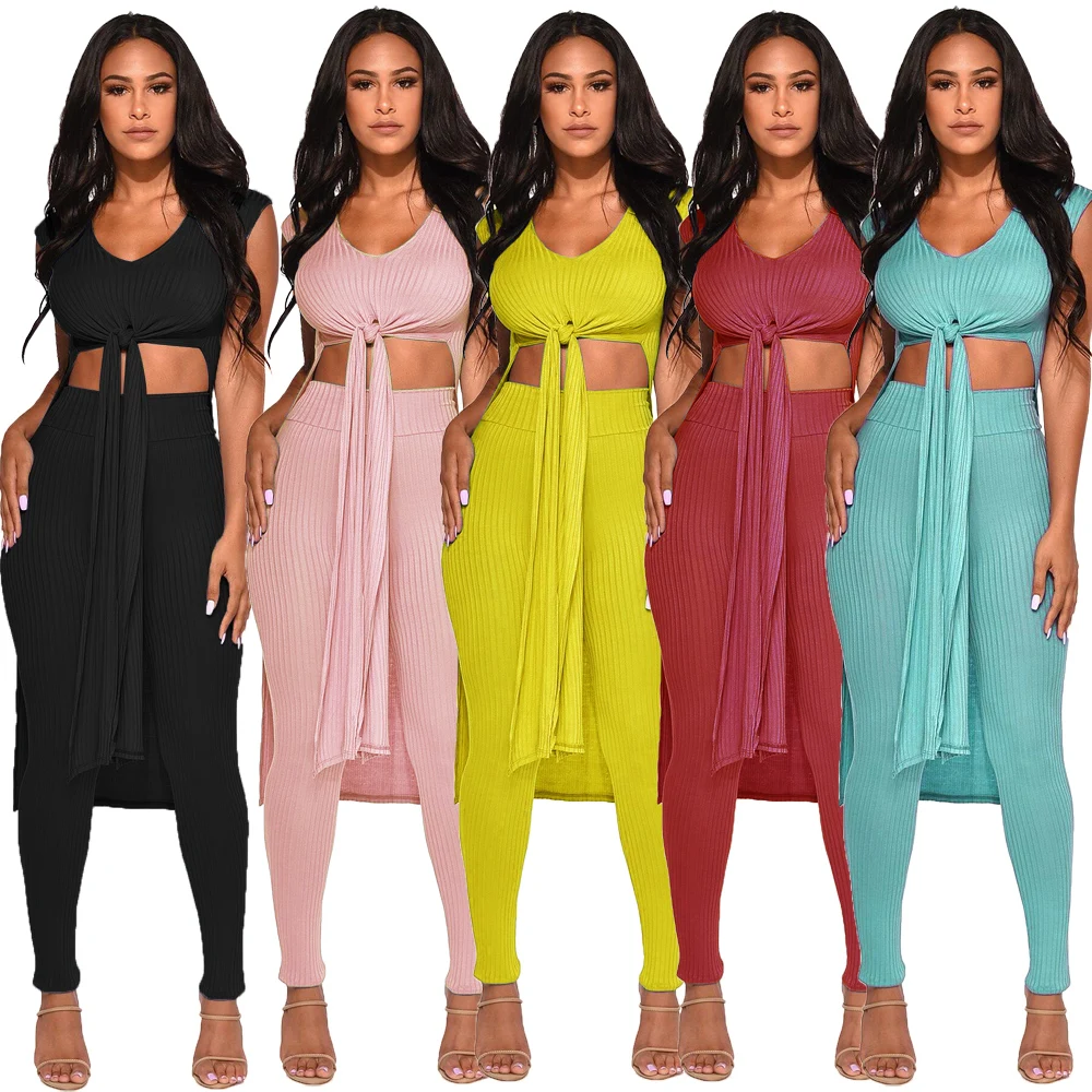 Комплект из двух предметов обтягивающие наряды 2020 женские летние однотонные