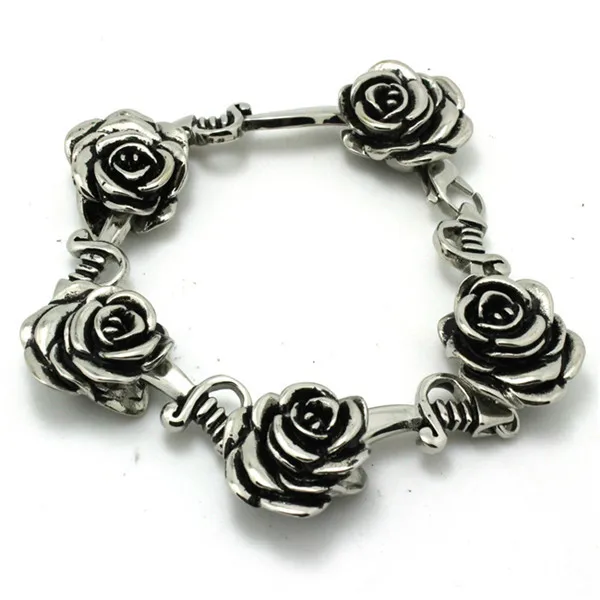 

BC0031 Fashion Romantic Rose Flower Bracelet 316 Stainless Steel Hot Sale Wholesale Cool Best Gift For Lover Bracelet