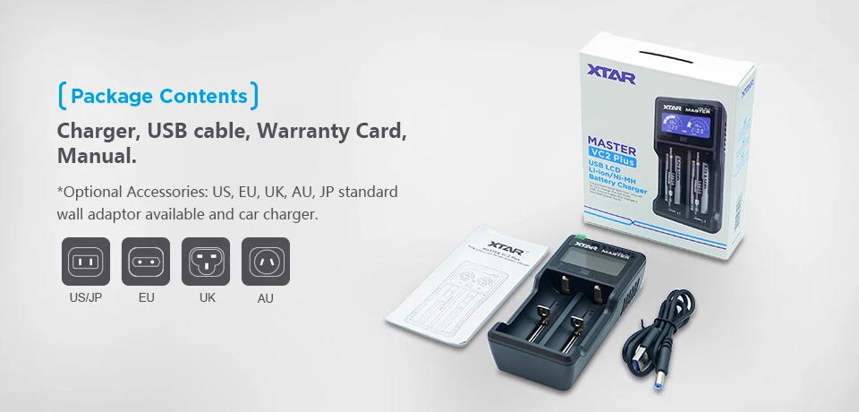 XTAR VC2 VC2 плюс VC4 VC2S VC4S батарея зарядное устройство для 10440/16340/14500/14650/18350/18500/18650/18700/21700/20700/17500
