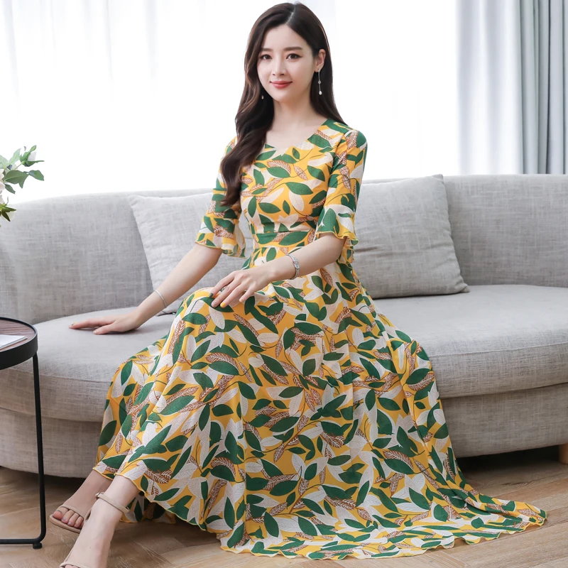 2019 лето новый принт контрастного цвета большие размеры женская одежда линия