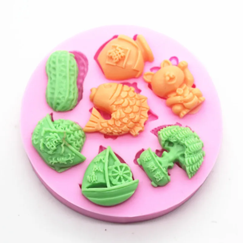 

Silicone mold Chinese New Year series pattern fondant cake chocolate decoration mold DIY cake tools