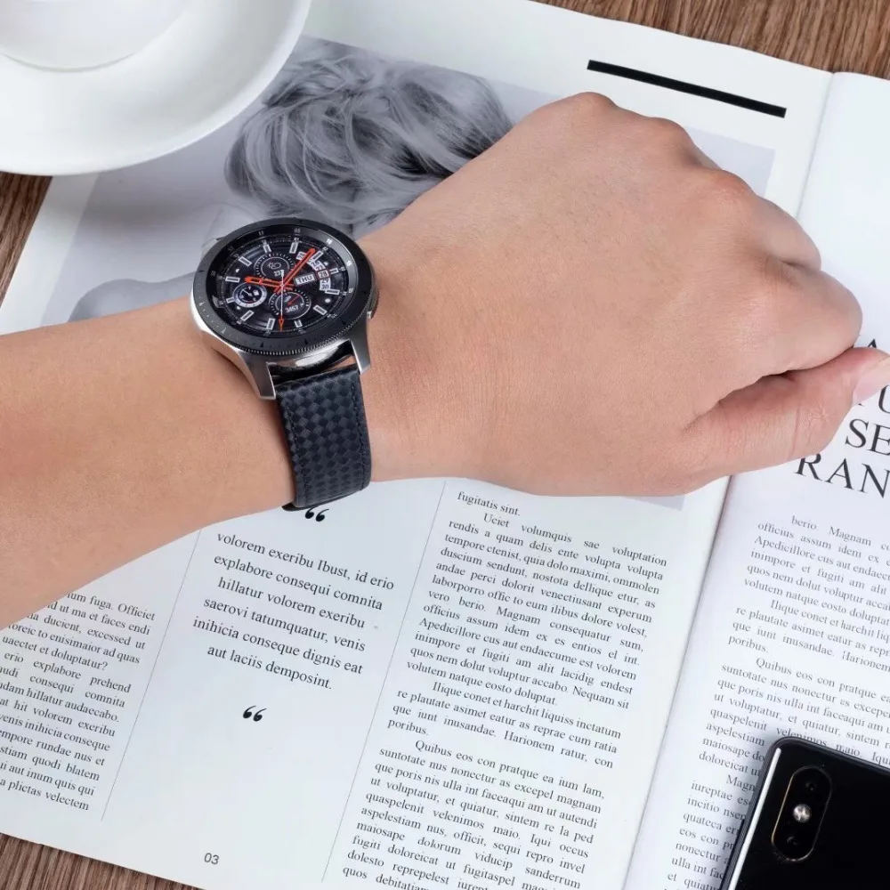 Петля из углеродного волокна натуральной кожи для samsung Galaxy gear S3 22 мм браслет ремешок для Galaxy Watch 46 мм huawei Watch 2 gt