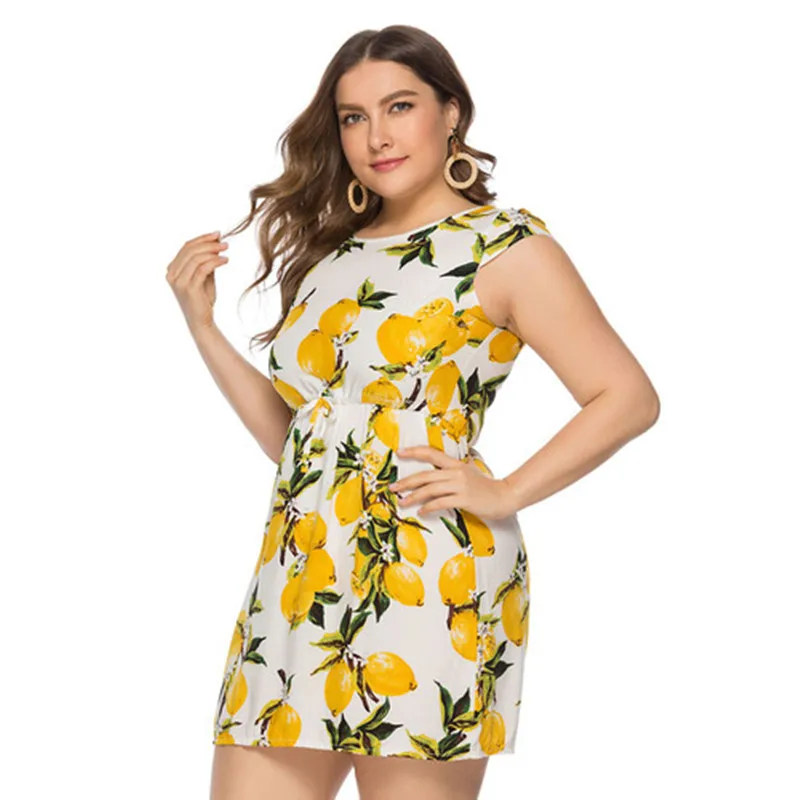 Женское платье MSSNNG желтое с принтом круглым вырезом и надписью для вечеринок