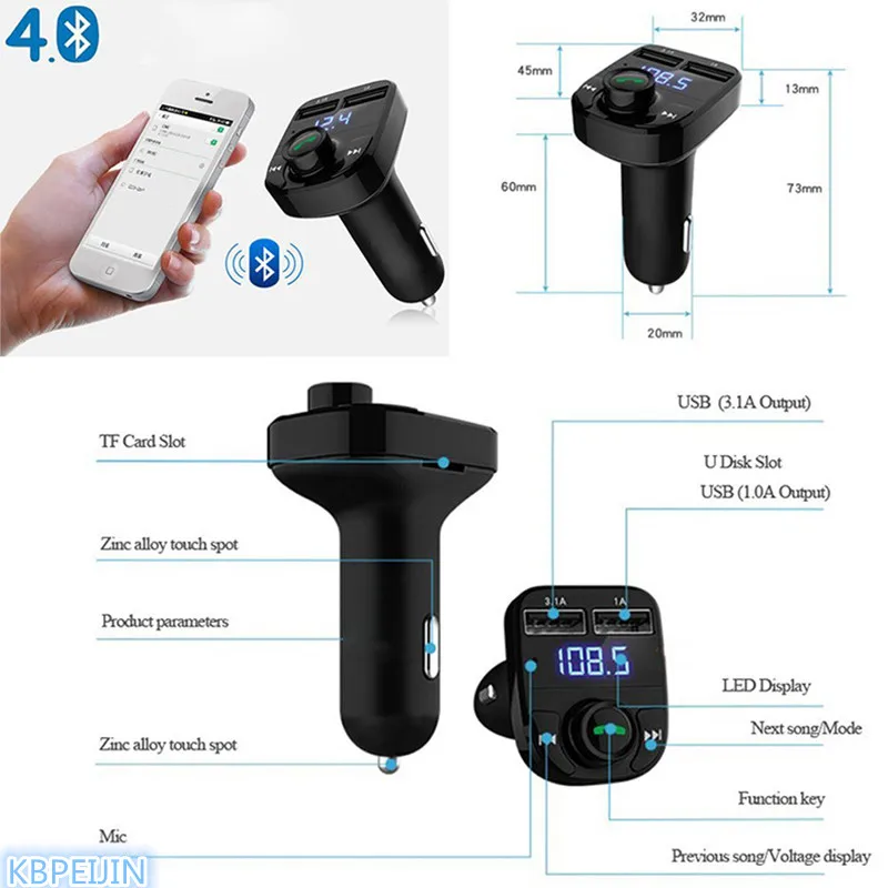 Автомобильный аудио mp3 плеер с 4 1a Quick Charge два USB зарядного устройства для Mitsubishi